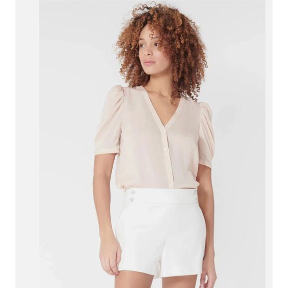 Veronica Beard Kimm Shorts Sailor Button Ivory White Size US 8 - Picture 1 of 13